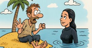 Han hadde vært på en øde øy i 14 år når en vakker kvinne dukket opp. Reaksjonen hans? Jeg ler så tårene triller!