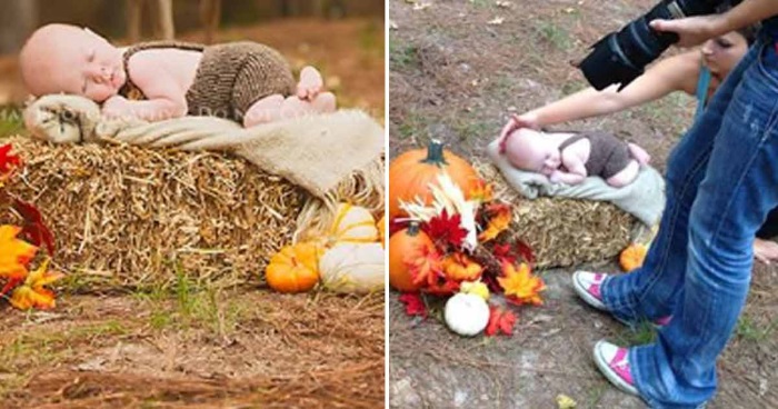 Fotografen skal ta bilder av den nyfødte babyen, men SE hva som dukker opp i bakgrunnen: