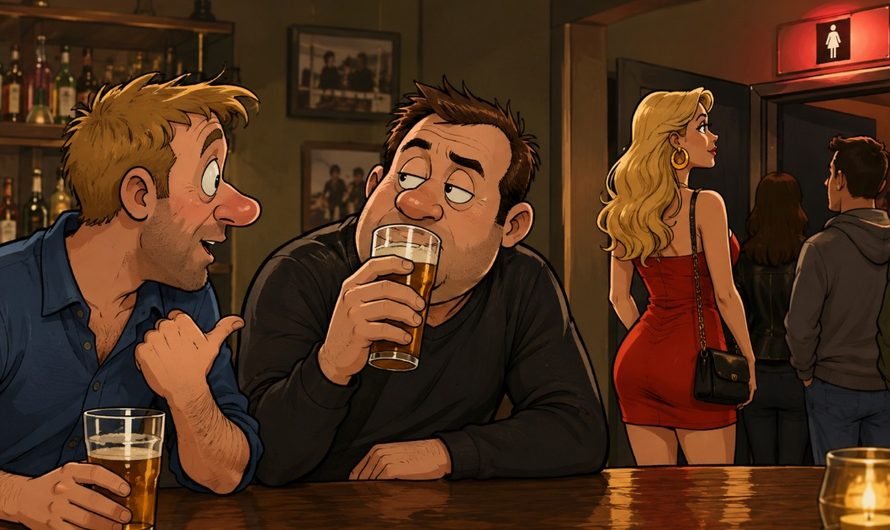 Begge ser en lekker dame i baren. Det som skjer? Jeg ler så tårene triller!